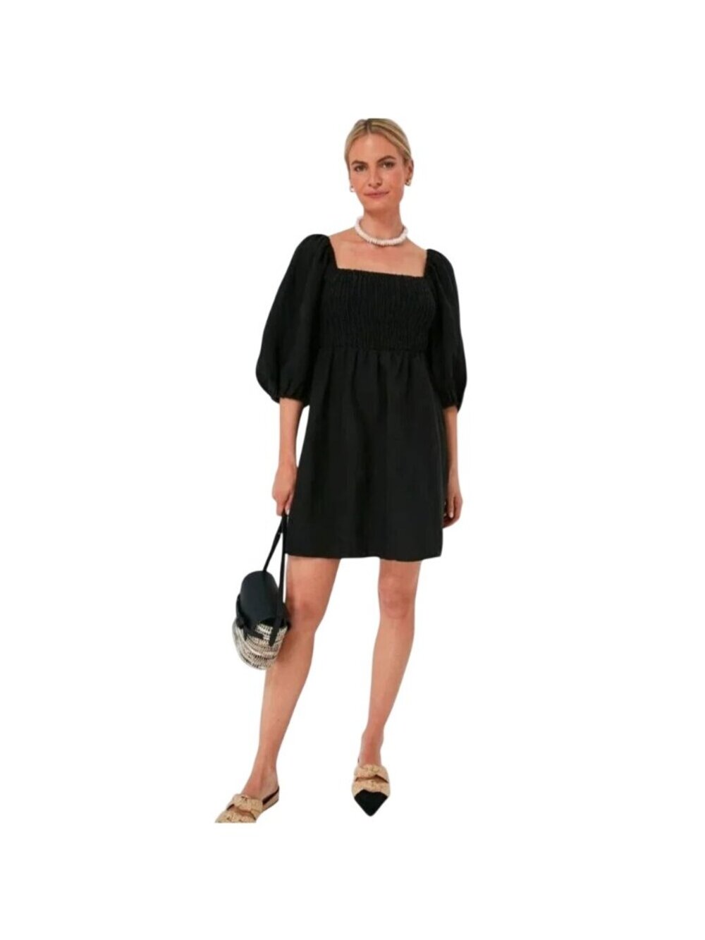 Tuckernuck Annie Smocked Black Dress in Black XSmall New Womens